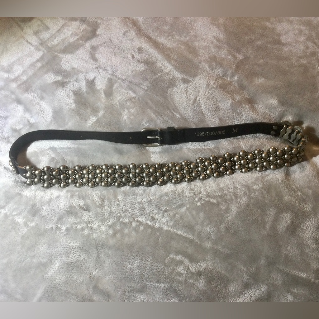 Vintage Anthropologie Heavey Steel And Leather Belt